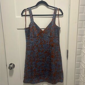 Madewell Blue and Brown Floral Dress Size 6